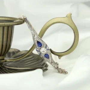 Pulsera Rígida Diamantes y Zafiros