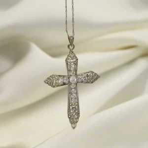 Cruz Art Déco Oro y Platino