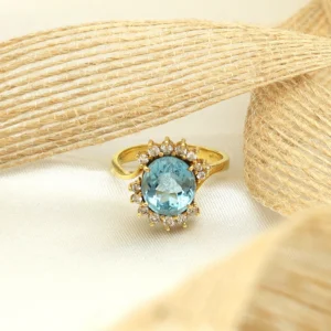 Sortija Vintage de Aguamarina y Diamantes