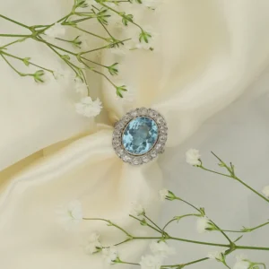 Sortija Orla Espinela azul y Diamantes