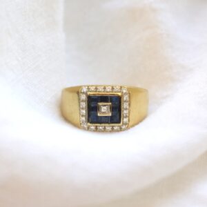 Sello Art Déco con Zafiros y Diamantes