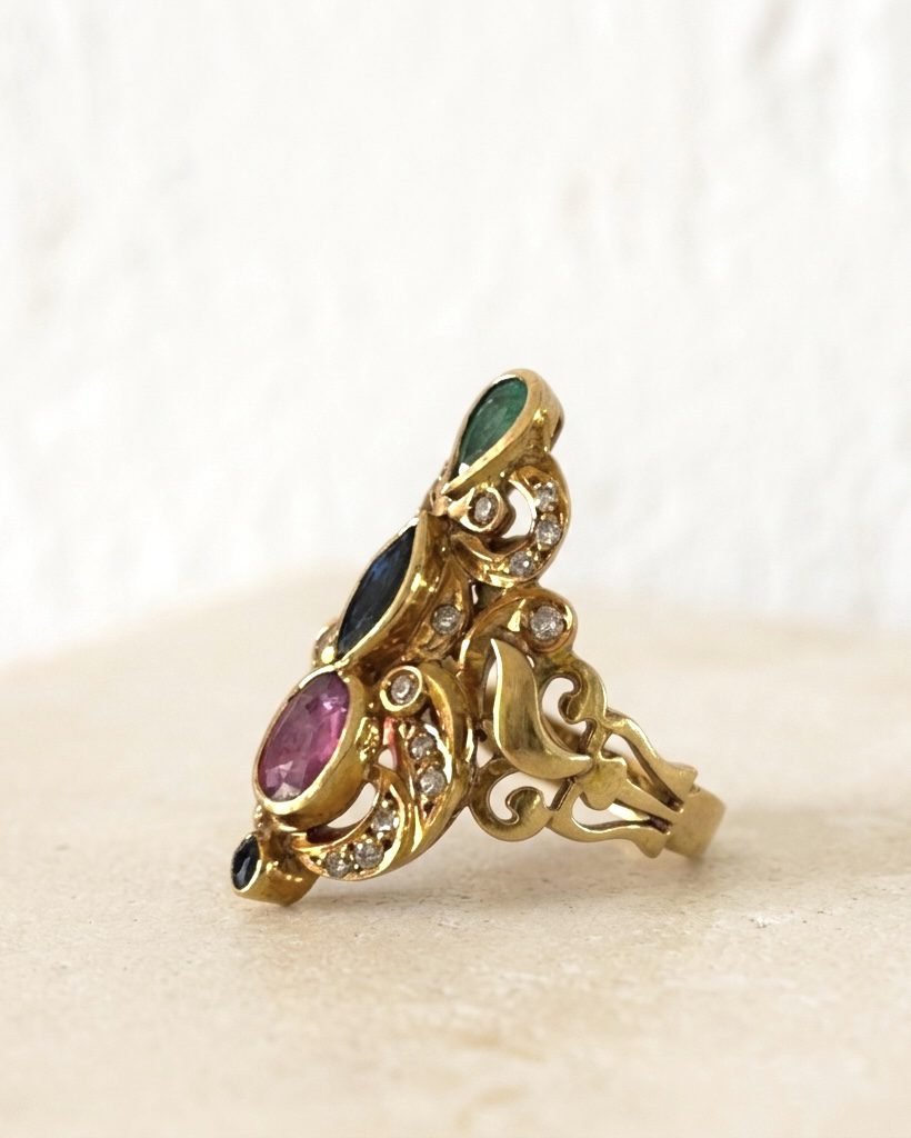 Anillo de Cóctel con gemas mixtas - Imagen 2