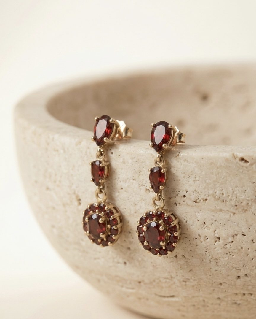 Pendientes Colgantes con Granates