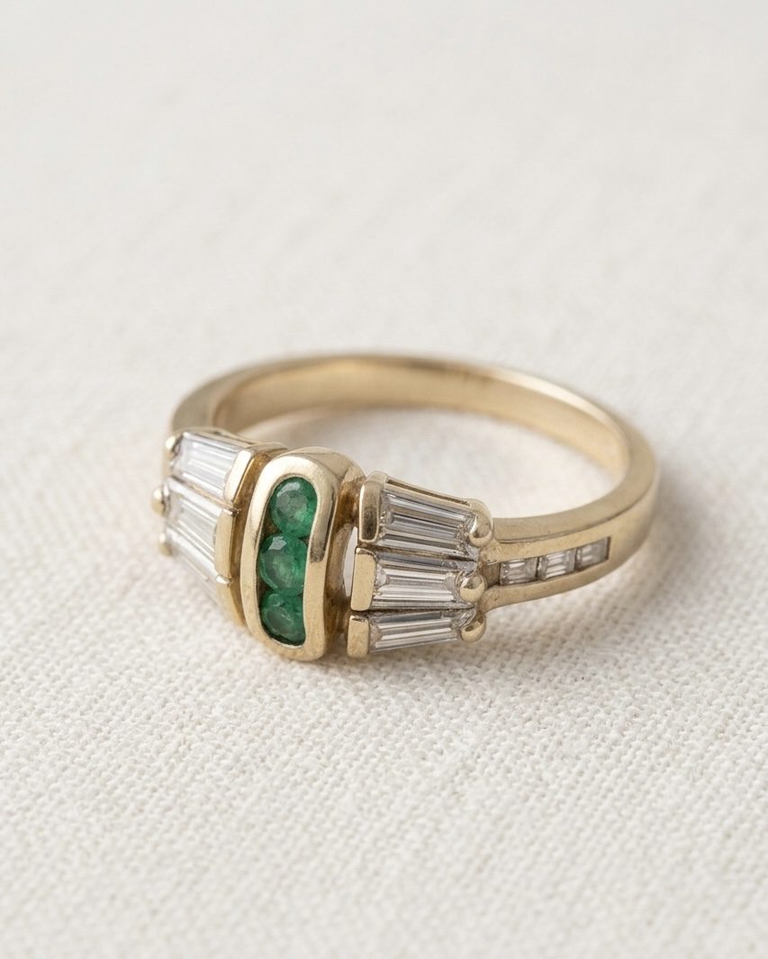 Anillo Esmeraldas y Diamantes
