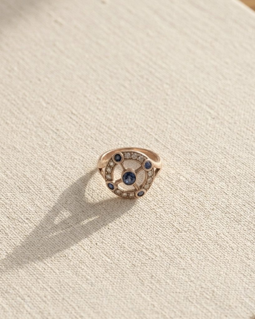 Anillo Calado Art Nouveau Zafiros y Diamantes - Imagen 2