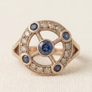 Anillo Calado Art Nouveau Zafiros y Diamantes
