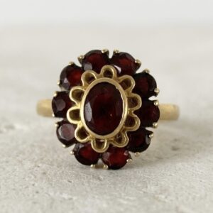 Sortija Flor Granates